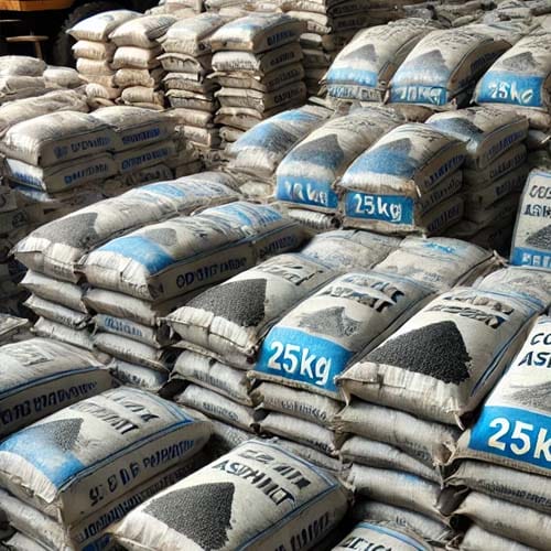 Cold mix asphalt in 25kg bags for road repairs
